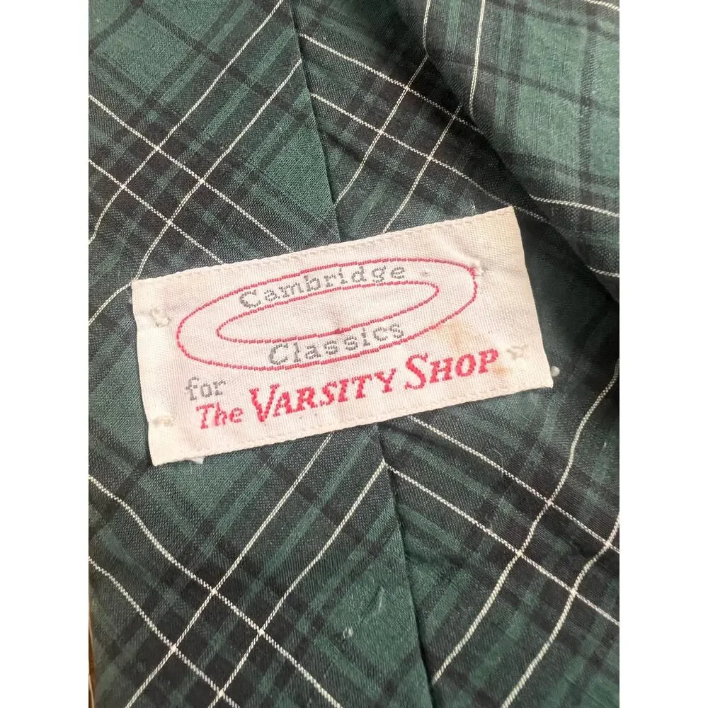 Vintage Cambridge Classics The Varsity Shop Cotton Tartan Plaid Tie Hand Woven